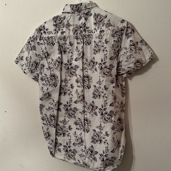 Denim & flower slim fit men’s button down shirt white gray floral size small - Picture 2 of 3